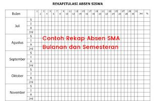 Contoh Rekap Absen SMA Bulanan dan Semesteran