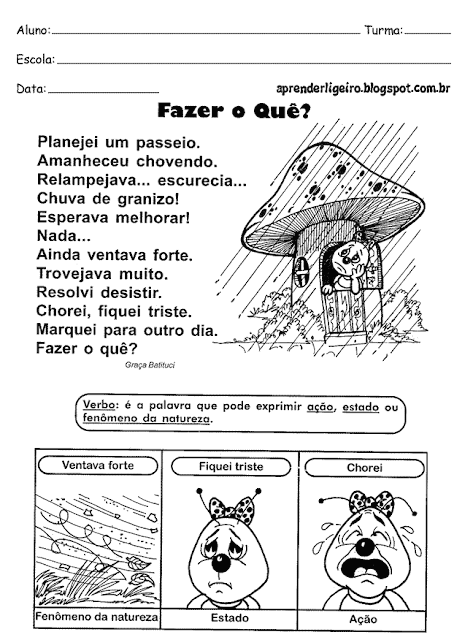 Atividades de Verbos para imprimir 