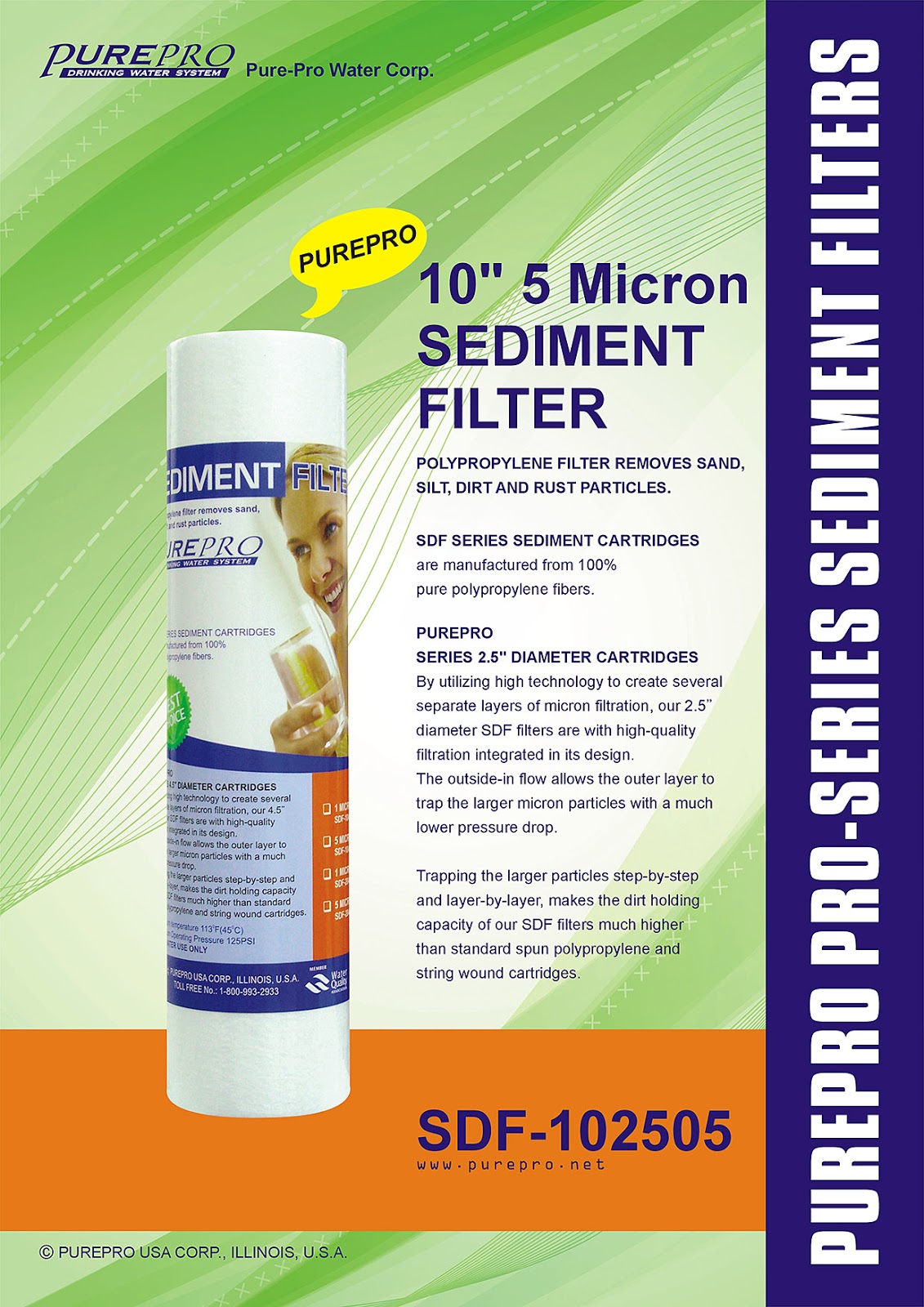 PurePro® USA 10" 5 Micron Sediment Filter PurePro SDF-102505
