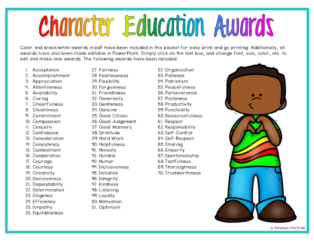 Character Education Awards and Posters
