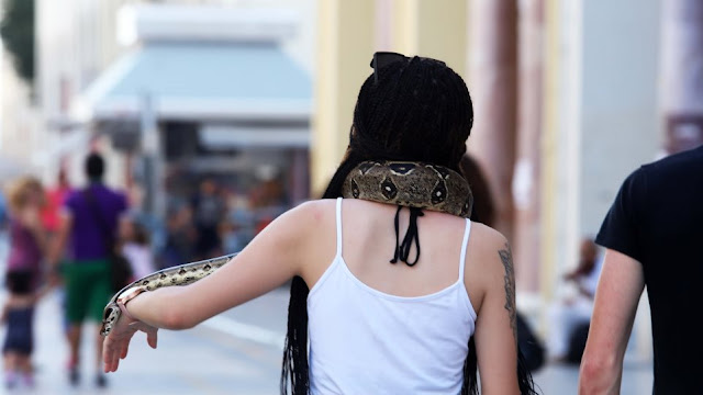 ΘΑ ΜΑΣ ΤΡΕΛΑΝΕΙ ΑΥΤΗ! Θεσσαλονικιά βγήκε βόλτα αφού «φόρεσε» στο λαιμό ένα… φίδι! (ΦΩΤΟ)