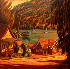 'Summer Evening-Fulford Harbour', 24 x 24, acrylic on canvas, Linny D. Vine