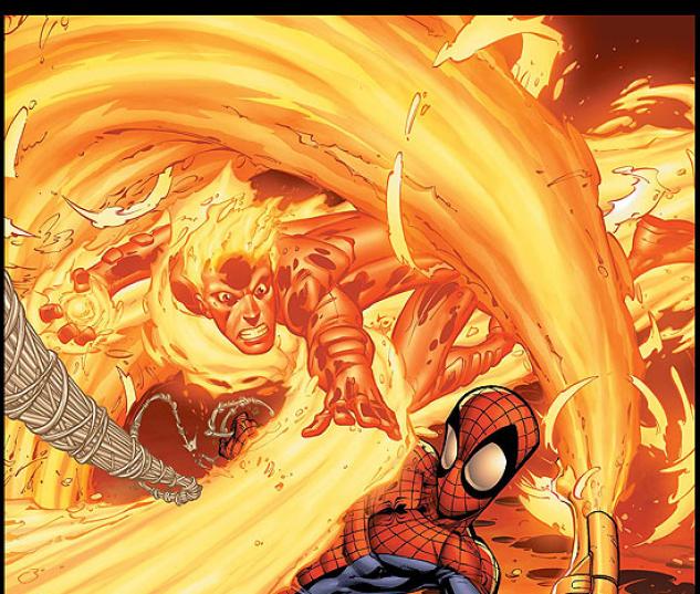 Pyro melawan Spider-Man Marvel Comics fighting artwork