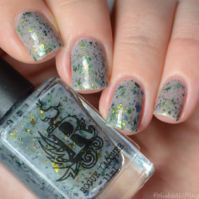 gray crelly flakie nail polish