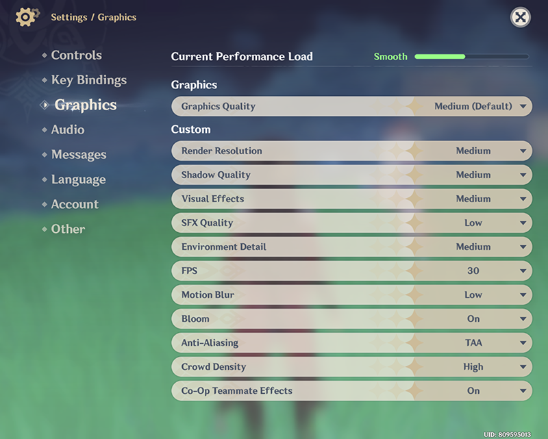 Genshin Impact Graphics settings