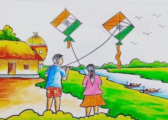 Independence Day Drawing / 15 August Drawing / India Flag Drawing - YouTube