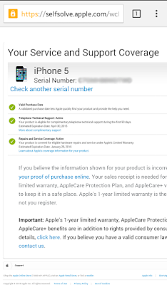 Hasil cek imei iPhone Resmi di selfsolve.apple.com