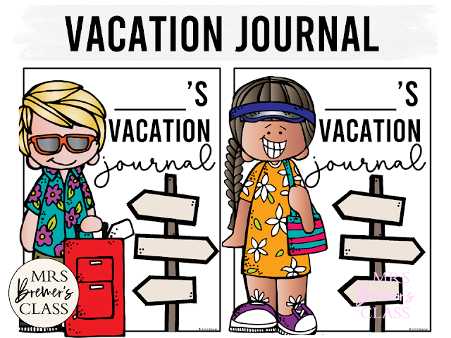 Student Vacation Journal for kids away on vacation, absent from school. Quick to prep and send with students so they can write & draw about their trip.