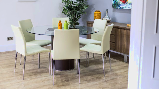 Round Glass Dining Table Set For 6