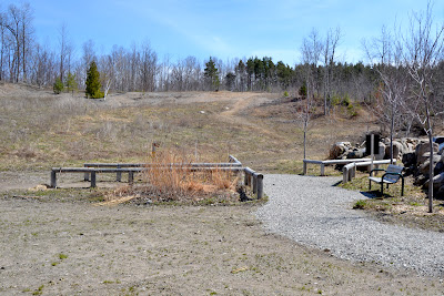 benches for resting in the parking area