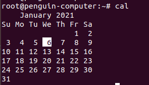 Calender command in linux