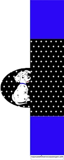 101 Dalmatians in Black and Blue Free Printable  Labels.