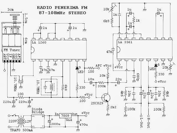  SKEMA RADIO TUNER FM STEREO DENGAN ICL LA1260 PERKAKAS 