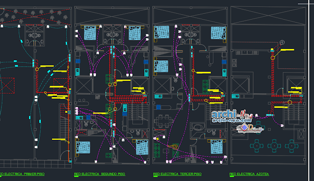 Electric installation in uni family housing in AutoCAD 