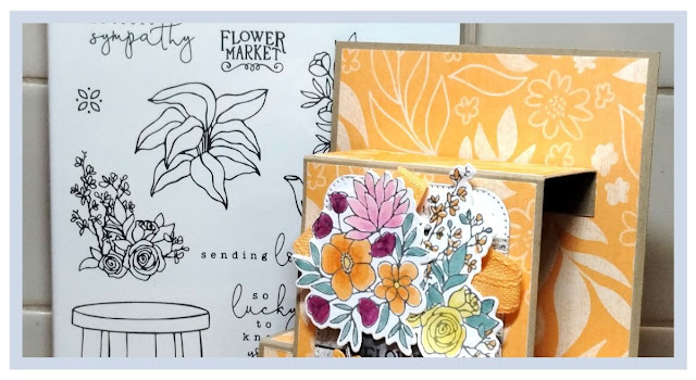 Rhapsody in craft,#rhapsodyincraft,Peach Pie,#peachpie, #colourcreationsbloghop, Country Flowers, Country Flowers Dies, Country Flowers Bundle, Nested Essentials Dies, Country Woods DSP, InColors 2024-26 DSP, Basic Gray & Smoky Slate Pearls, Fancy Fold Card, Double Box Card, Sending Love Card,Stampin' Blends, Stampin' Up!, #stampinup, #artwithheart,#loveitchopit