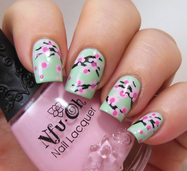 ... as I worked...and please enjoy the cherry blossom nail art tutorial