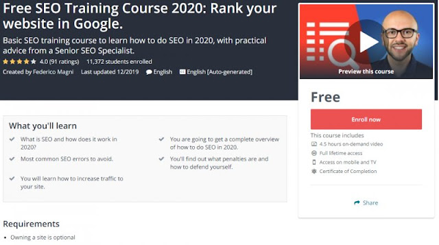 [100% Free] Free SEO Training Course 2020: Rank your website in Google.