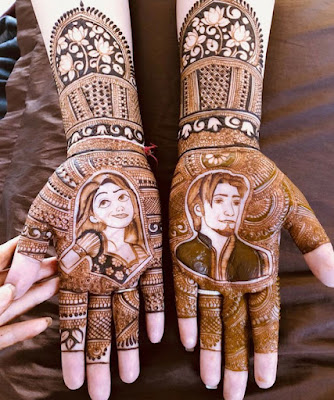 The Lady of the hour and Lucky man Half Hand Mehndi design