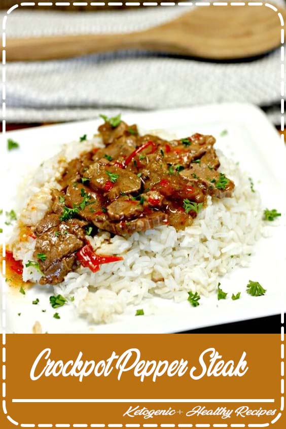 "Looking for an easy crock pot recipe? This Crockpot Pepper Steak Recipe is delicious! Easy pepper steak recipe tastes amazing in the crock pot. Try this crock pot Chinese pepper steak recipe today! #eatingonadime #crockpotrecipes #slowcookerrecipes #crockpot #slowcooker #beefrecipes #recipes "