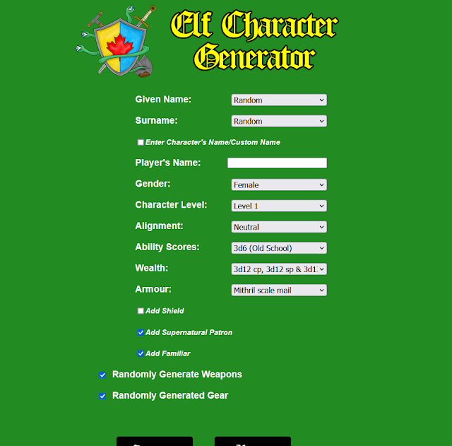 Dungeon Crawl Classics Elf Generator