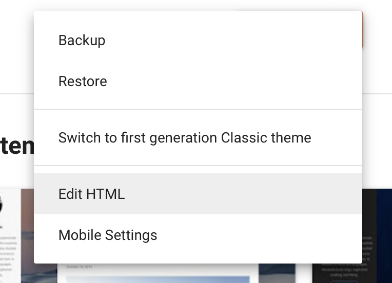 Blogger Dashboard Theme Edit HTML