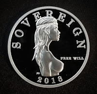 Sovereign free will hand made side view topless 2015 girl penny coin