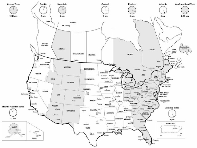 United States Time Zones Map Printable 