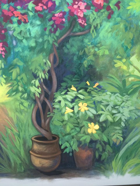 Tropical garden painting, california garden painting, portland muralist, california mural