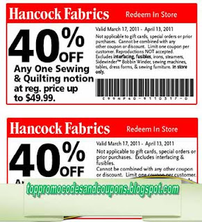 Free Printable Hancock Fabrics Coupons