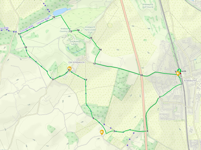 Map for Walk 255: Knebworth North-West Short Loop