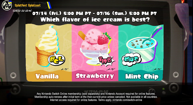 Splatoon 3 Splatfest which flavor of ice cream is best Splatcast vanilla strawberry mint chip