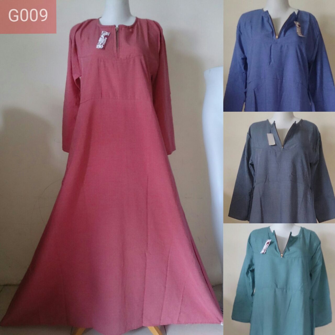 Baju Gamis Katun Kotak Kotak - Gamis Murni