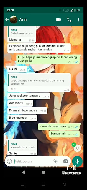 screen shot chat wa ayah perkosa anak kandung di kupang