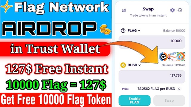 FLAG NETWORK Giving $127 USD worth $FLAG with 3 Level Referral Bonus