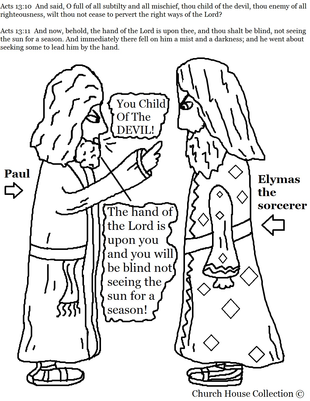 Paul and Elymas The Sorcerer Coloring Page