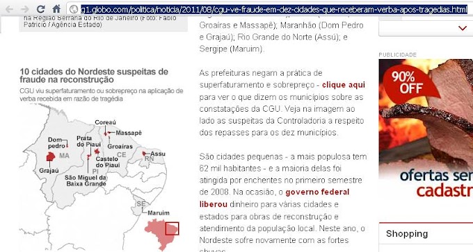 CGU vê irregularidades na Prefeitura de Maruim, segundo G1 e Terra