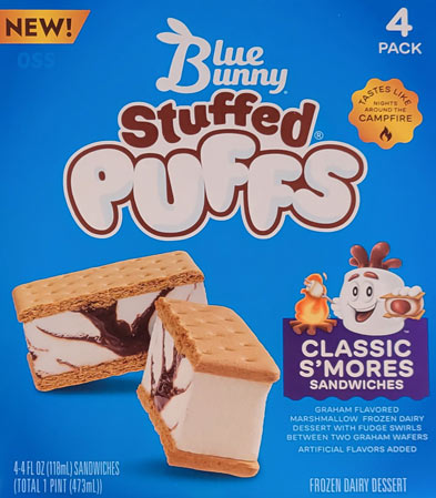 On Second Scoop: Ice Cream Reviews: Blue Bunny Stuffed Puffs Classic  S'mores Sandwiches