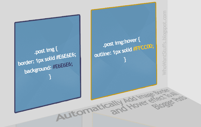 Automatically Add Image Border and Hover effect To All Blogger Posts