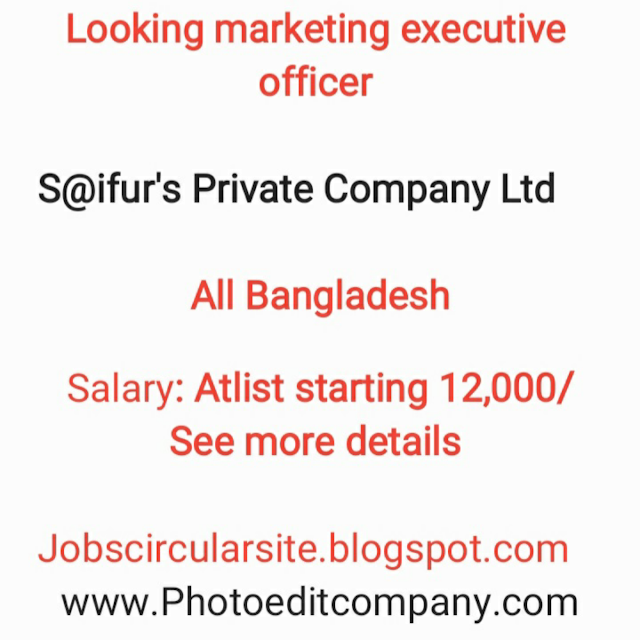  This is private jobs circular for male. Vacancy in saifur's tech comapany. Saifur's education's system is very fine.  We Are Hiring For Permanent job Urgent need Only Male.