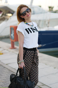 wish t-shirt, pull & bear baggy pants, Balenciaga bag, fashion and cookies