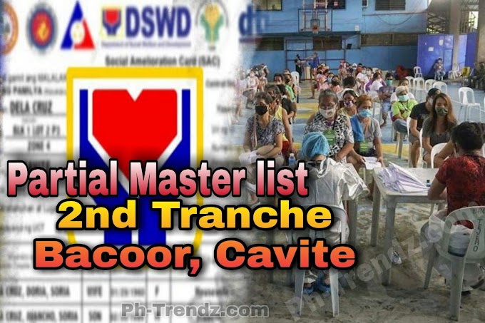 2nd Tranche Partial Master list Bacoor,Cavite | Maari ng kunin ang ayuda sa Brgy Hall.
