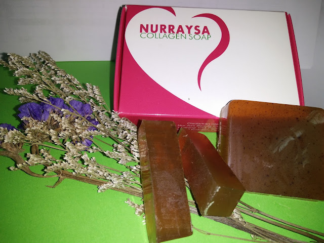 Nurraysa ,Nurraysa Collagen soap, collagen soap, sabun kolagen, kebaikan sabun kolagen, kebaikan collagen soap, soap, pencuci muka, cara mengatasi jerawat, jeragat, jerawat, pulihkan jeragat, parut, Nurraysa