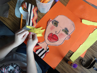 First grade self portraits, kids self portrait lesson, kinder self portraits