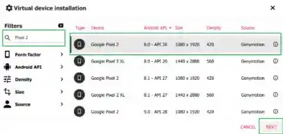 Android Studio,Genymotion Emulator,