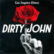 Dirty John podcast logo with needle and a rose.