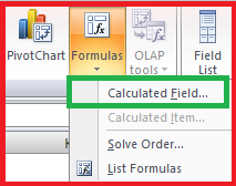 Calculated Field Options Tab then Formulas