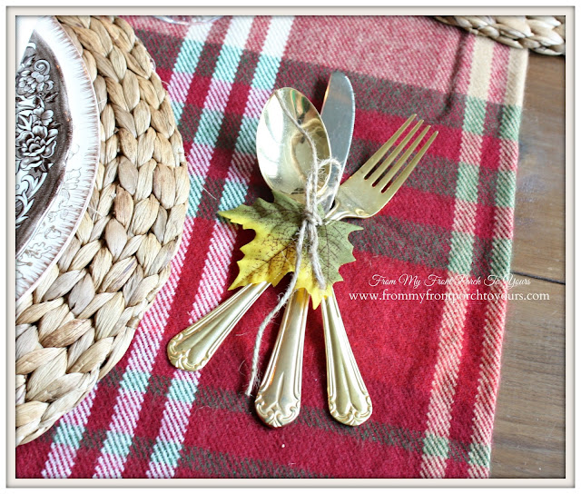 Vintage Gold- Utencils-Thanksgiving- Fall- Dining Room-From My Front Porch To Yours
