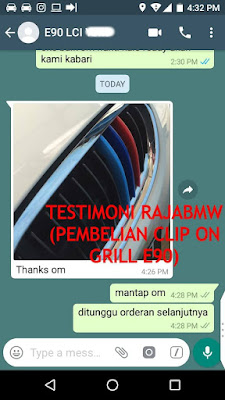 Testimoni Pembelian Clip On Grill E90 di Rajabmw