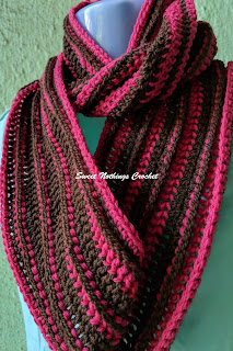 CHOCO-STRAWBERRY RIPPLE COWL, free crochet pattern, Red rose cotton yarn, Red rose metallic cotton yarn, 3.5 mm crochet hook, Anchor knitting cotton, Red rose knitting cotton, Pony knitting cotton, White rose knitting cotton, Milford Satin knitting cotton, Milford multicolored knitting cotton yarn,  cotton yarn, Shyama Nivas, sweet nothings crochet, blogaday, spread smiles, spreadsmiles,  lace crochet, croche , crochia , easy crochet patterns, crochet patterns, easy crochet project, Sullivans cotton yarn,  Sweet nothings crochet patterns, 3-ply acrylic, 4-ply acrylic, Pradhan Embroidery Stores, Oswal Cashmilon acrylic yarn, Vardhman millenium 4 ply yarn, Alpaca yarn, Scarf, neckwear, crochet neckwear project, cowl, choco strawberry cowl, easy cowl crochet pattern, Sweet Nothings Crochet CHOCO-STRAWBERRY RIPPLE COWL, J . Sagar Wash n wear blended wool, double knit wool,