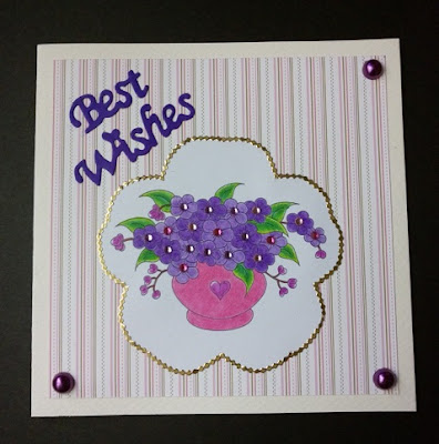 Handmade card purple flowers